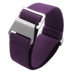 French Troops Parachute Elastic Nylon Braided Watch Band - Soft Sport Wristbelt - 20mm (Purple)