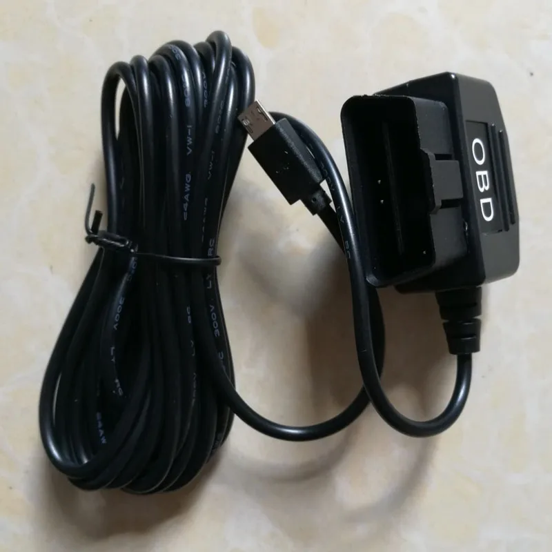 Universal Car Recorder OBD Parking Monitor Power Cord with Type-C and Micro USB Chargers (12V-40V Input to 5V/3A Output)