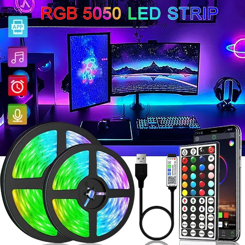 

LED Strip Light Color RGB Tape Bluetooth 5V USB Flexible LED Strip Diode Room Decoration 5050 1-10M TV Backlight for Christmas
