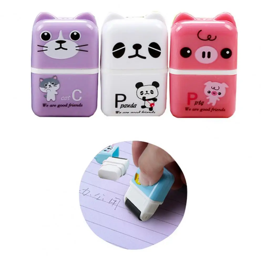 6Pcs Soft Erasers  Stylish Stationery Rubber Kids Soft Cute Erasers  Leave No Trace Animal Eraser