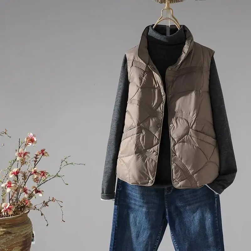 Lightweight down vest loose and slim casual sleeveless cardigan vest