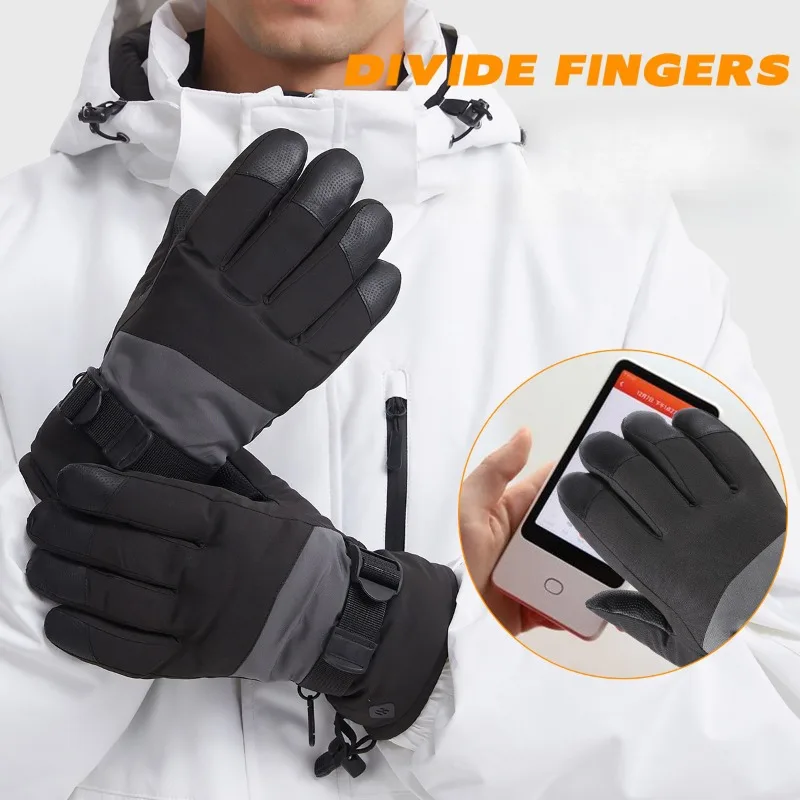 Men's Women's Glove Winter Ski Snowboard Waterproof and Warm Thick Touch Screen Gloves Outdoor Snow Warm Running Cyclying Gloves 4