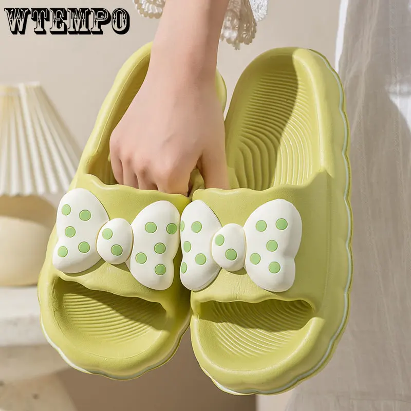 

Шлепанцы WTEMPO с бантом, женская обувь, сетчатые красные легкие Нескользящие шлепанцы с защитой от запаха для ванной, домашние и уличные шлепанцы