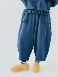 imakokoni original 2022 autumn and winter plus velvet thickened Haren pants casual wide leg pants 100 match solid color 223885