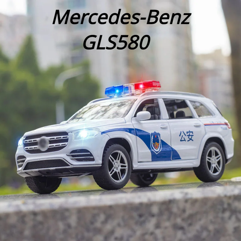 

1:32 Mercedes Benz GLS580 SUV Police Alloy Model Toy Car Sound Light Pull Back Off Road Diecasts Toys Vehicle For Kids A79