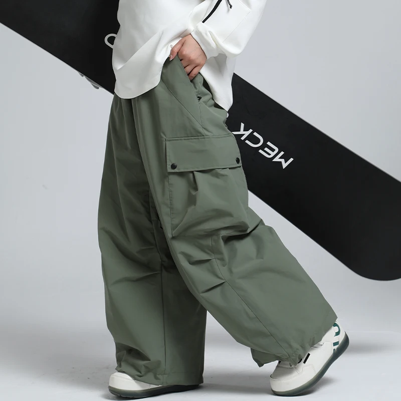 2025 GSOU SNOW New Winter Outdoor Loose Waist Ski Pants For Women  Men Waterproof And Warm  Professional Snowboard Ski Pants