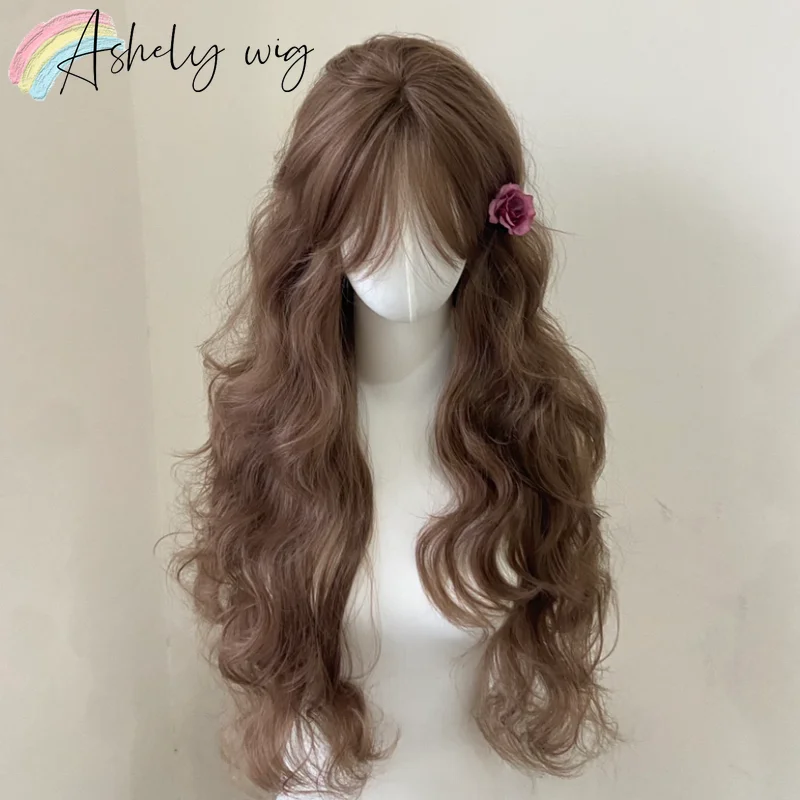 Wild Rose Wig for Women 30inch Long Wavy Hair Wigs Layers High Temperature Fibers Synthetic Wigs with Curtain Bangs Daily Use