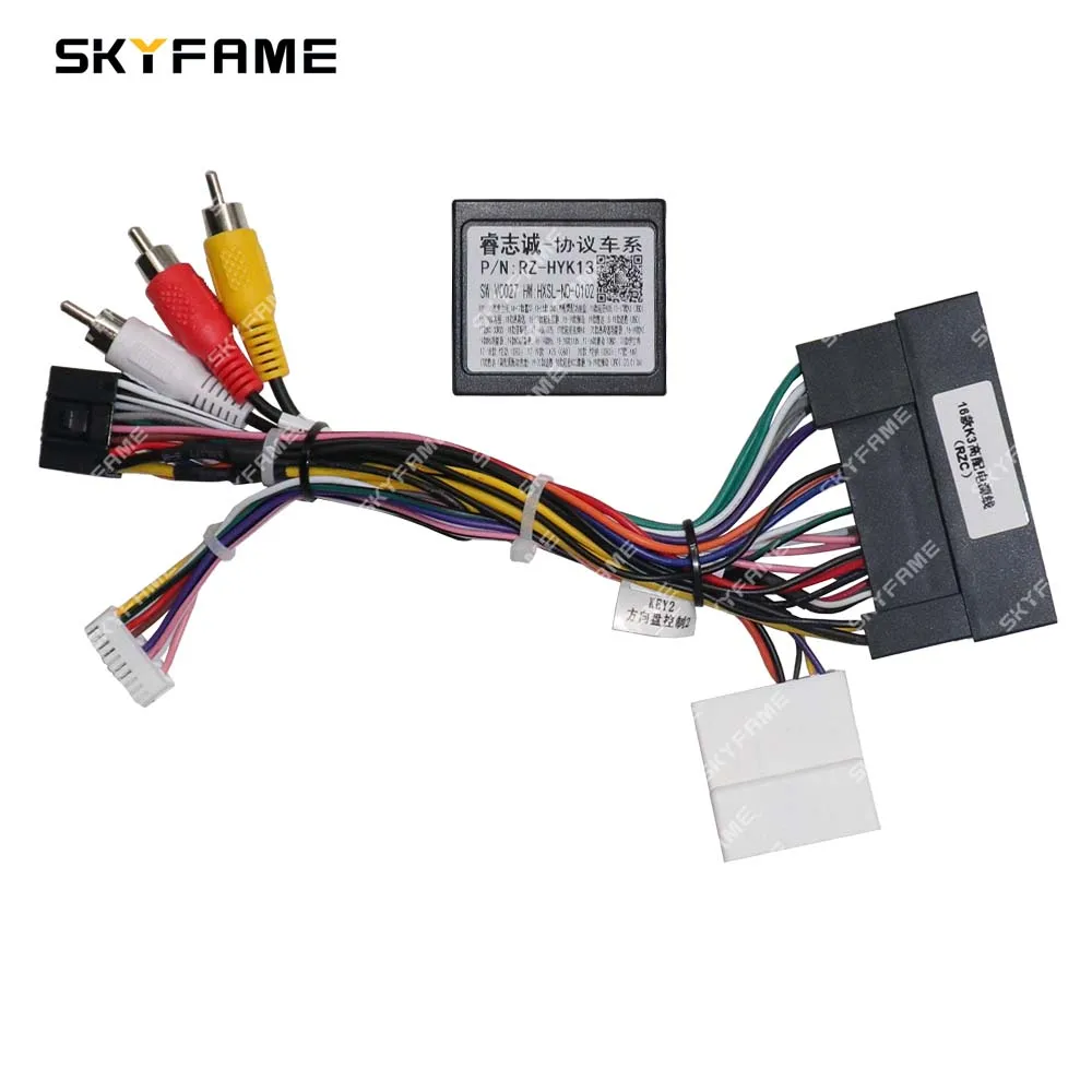 SKYFAME Car 16pin Wiring Harness Adapter Canbus Box Decoder Android Radio Power Cable For Hyundai ix45 16 KIA K3