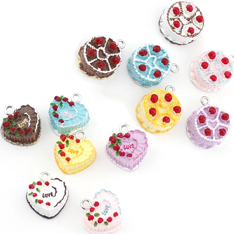 

10pcs 3D Birthday Cake Food Resin Charms Cute Kawaii Pendant Charms for Earring Necklace Jewelry Making Accessoried Diy Supplies