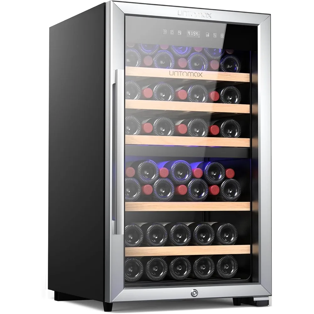 Wine Cooler Refrigerator Freestanding w/Lock,Digital Temperature Control Compressor Wine Cellar,Fast Cooling Low Noise No Fog