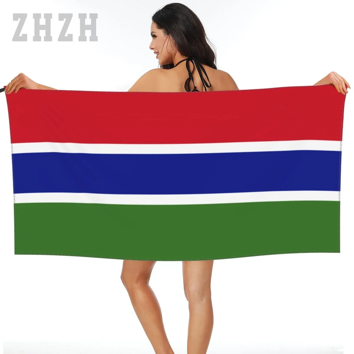 

More Design Gambia Flag Emblem Bath Towel Quick dry Microfiber Absorbing Soft Water Breathable Beach Swimming Bathroom