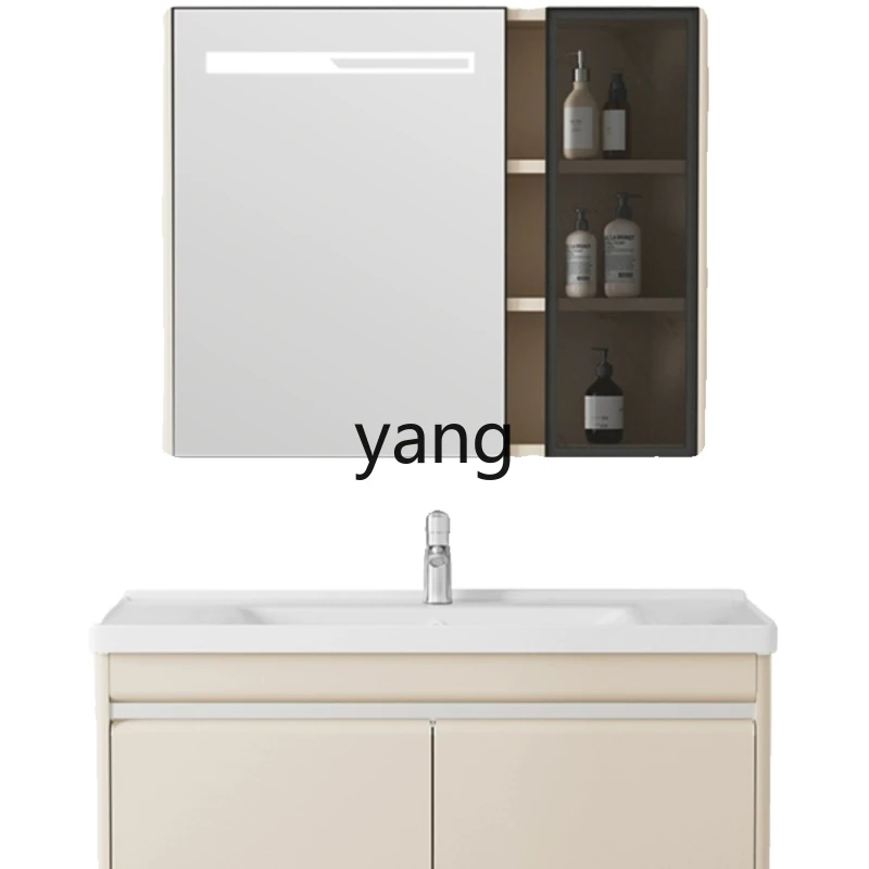 

CX Modern Simple Smart Bathroom Cabinet Combination Light Luxury Alumimum Wash Basin Ceramic Stone Plate Integrated