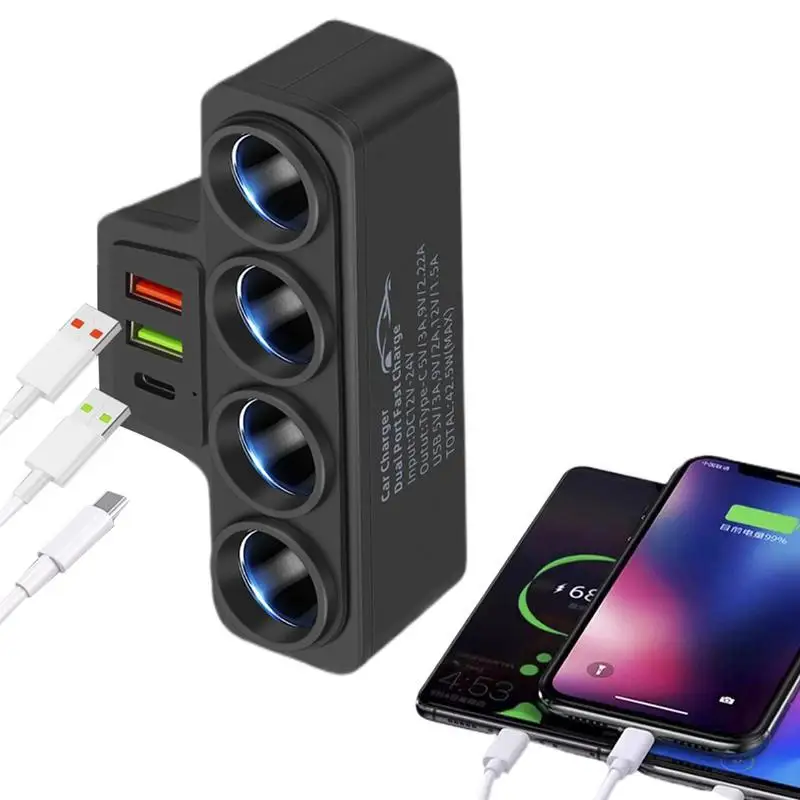 

Lighter USB Charger Lighter Inverter Charger For Fast Charging 120W Lighter Socket Splitter Road Trips Automotive Electronics