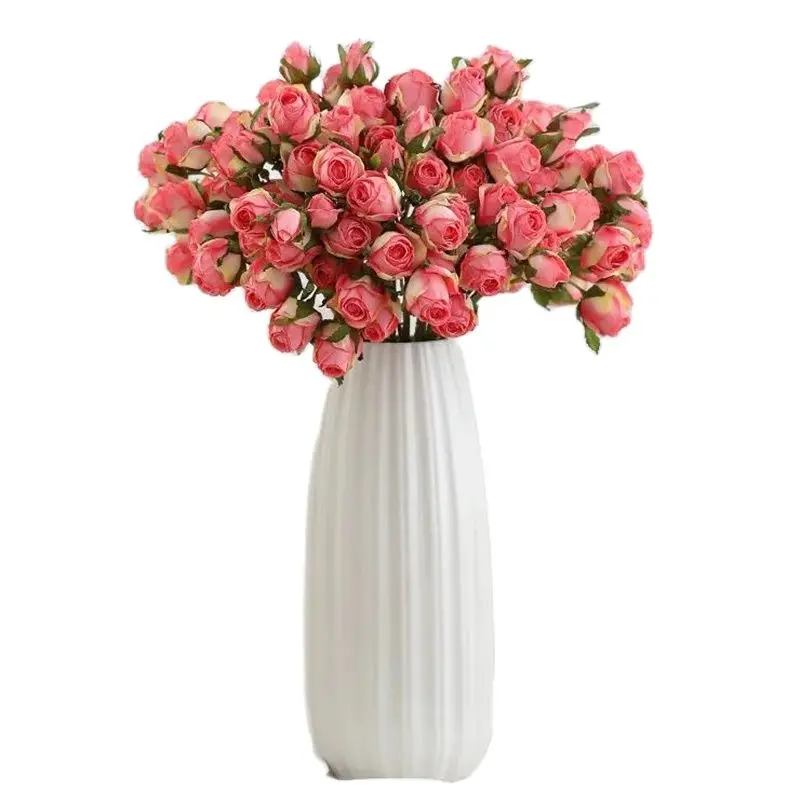 Одна искусственная многоголовая Мини-Роза длиной 18 дюймов, имитация Обжаренных краев, Роза для искусственных цветов