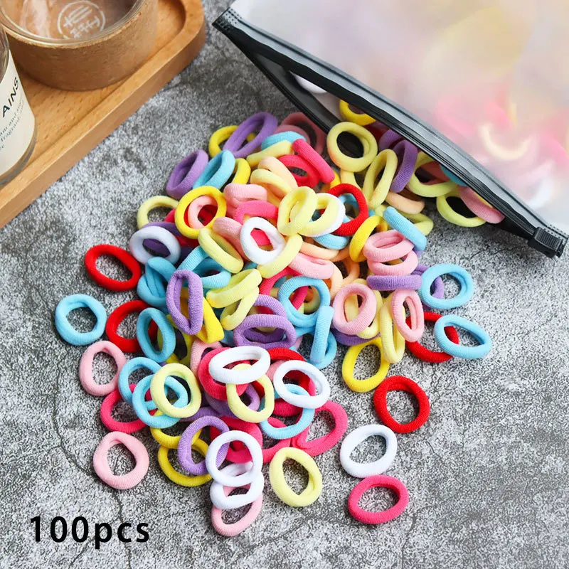 100pcs Baby Girl Small Hair Bands Kid Children Headbands Colorful Elastic Hair Tie Nylon Scrunchie Hair Rope Hair Accessories custom baby accessories Baby Accessories