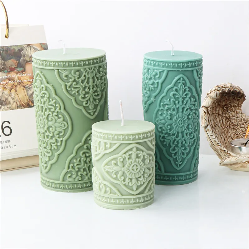 

Lace Column Silicone Candle Mold for DIY Aromatherapy Candle Plaster Ornaments Soap Epoxy Resin Mould Handicrafts Making Tool