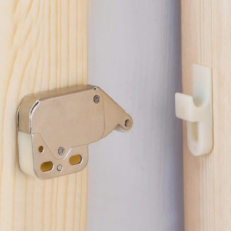 Cabinet Door Lock Cabinet Locks Automatic Spring Rebound Bump Bead Push Type Mini Latches Cabinet Wardrobe Furniture Safety