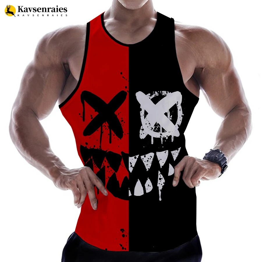 

Devil Smiling Face 2023 Fashion Summer Men Tank Tops Sleeveless Spring Harajuku Streetwear 3D Printed Beach Tops Men's Clothing