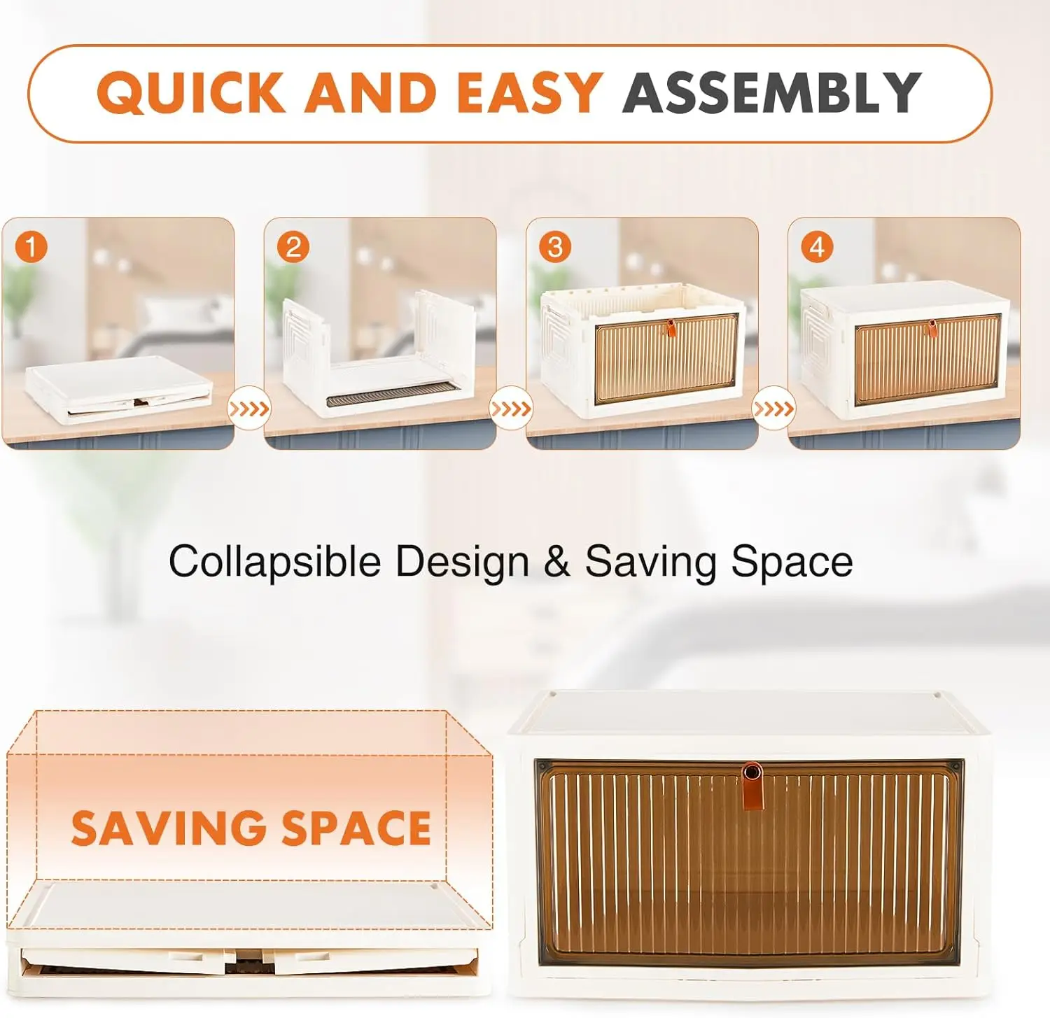 Stackable Plastic Storage Bins with Lid,Foldable Organizers and Storage with Magnetic Doors and Lockable Wheels 3