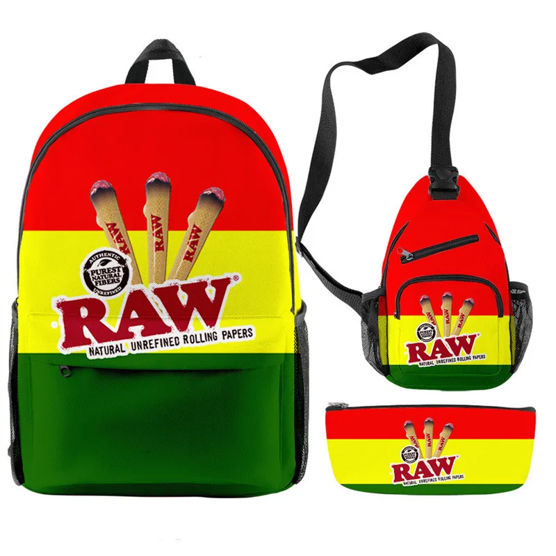 

Creative Fashion Funny Raw Cigar 3D Print 3pcs/Set pupil School Bags Trendy Travel Laptop Backpack Chest Bag Pencil Case