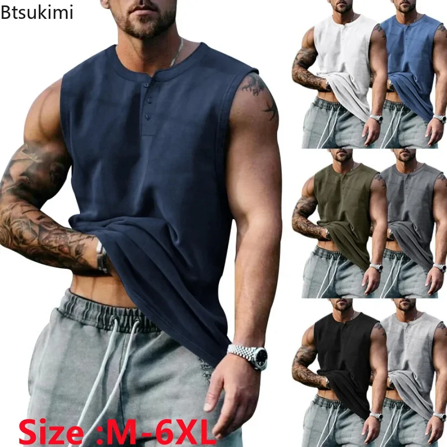 New 2024 Summer Cotton Sleeveless Tank Top Suit Men Single Piece Gym  Fitness Outdoor Sports Basketball Tank Top Male Tank Tops - AliExpress