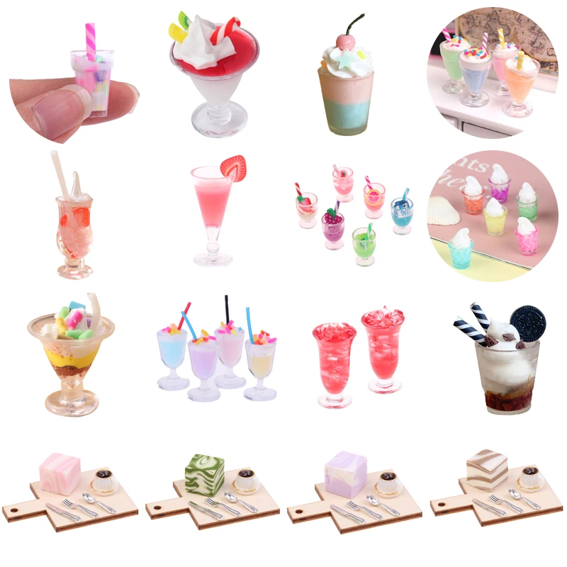 

1/5pcs Mini Milkshake Ice Cream Milk Fruit Tea Water Cup Strawberry Miniatures Dollhouse Accessories Cups Kitchen Toys