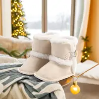 Baby Autumn Winter Boots Baby Girl Boys Winter Warm Shoes Solid Fashion Toddler Fuzzy Balls First Walkers Kid Shoes 0-18M 3