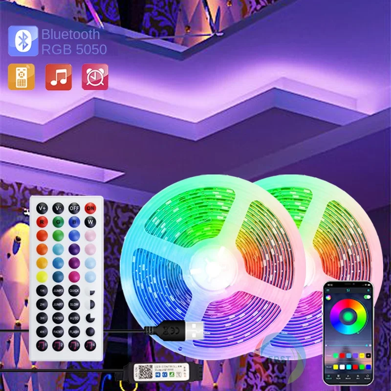 Tira LED RGB 5050 SMD De 220V, Luz Cuerda Con Blanco Cálido, Frío Y RGB, De 1 A 50 Metros
