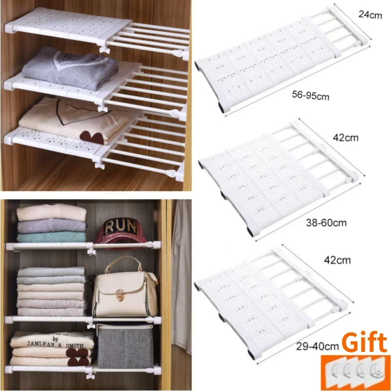 Plastic Expandable Closet Cupboard Organizer Shelf for Kitchen Bathroom  Bedroom Adjustable Wardrobe Clothing Shoes Storage Rack - AliExpress