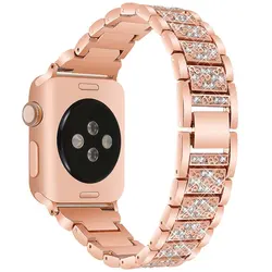 Elegant Bling Diamond Bracelet Strap for Smartwatches - Women's Edition (Rose Gold)