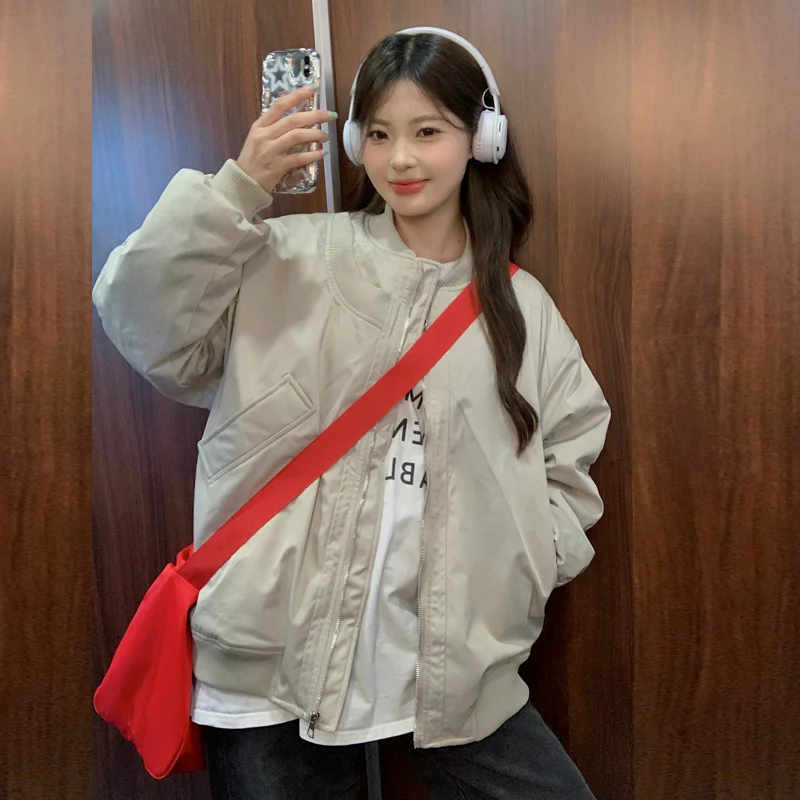 

Women's Retro Zipper Long-sleeved Round Neck Cotton Jacket Winter Loose Casual Models 2023 New Korean Women's Cotton Clothing