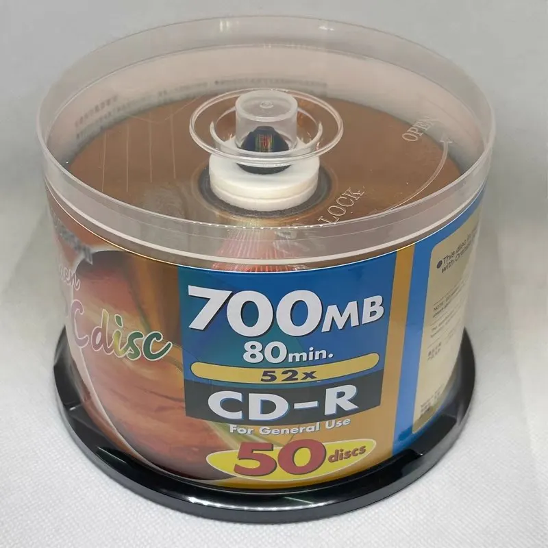 ゴールデンcd-rディスク、80分、700mb、52x、pc、パックあたり50個