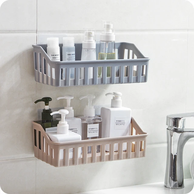 Home Decorative Adhesive Bathroom Shelf Organizer Punch-Free Bathroom  Kitchen Accessories Wall Cabinet Storage Organizer Rack - AliExpress