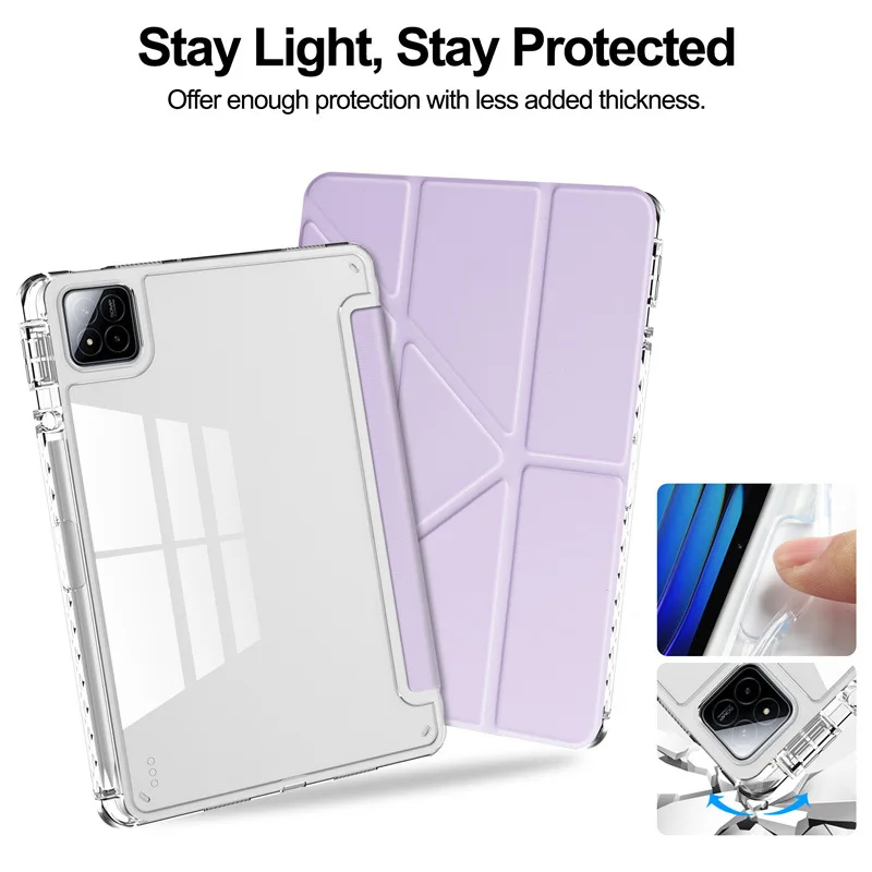 Clear Hard Acrylic Tablet Case with Pencil Holder and Stand Feature