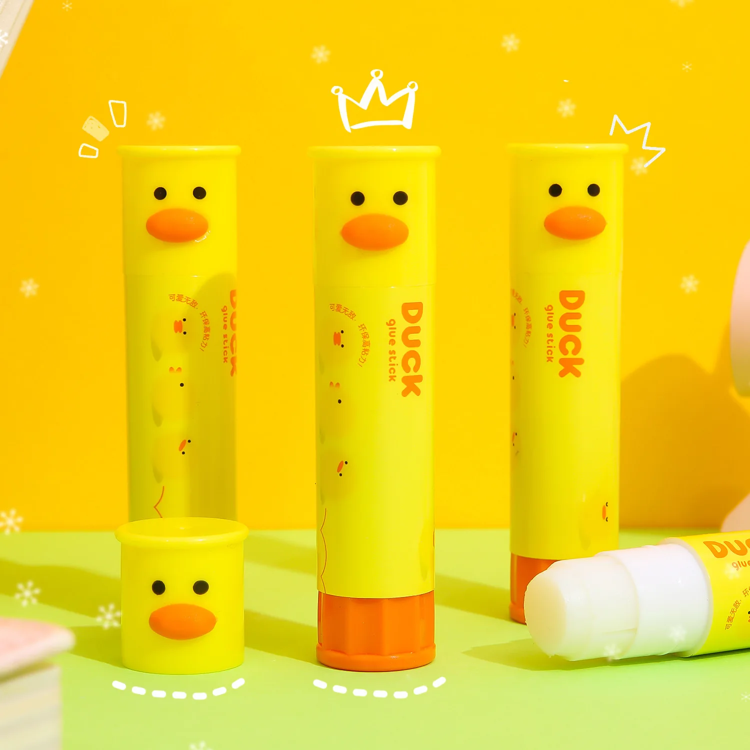 24 개/몫 Kawaii 오리 단단한 접착제 스틱 종이 파일에 대 한 귀여운 접착제 아트 DIY 사무실 학교 용품 편지지 선물