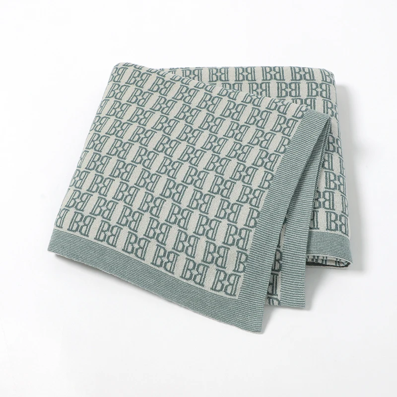 

Cotton Knit Baby Blanket Newborn Crib 100*80CM Stroller Swaddle Soft Sleeping Covers Infant Boys Girls Bed Quilt Fashion Letter