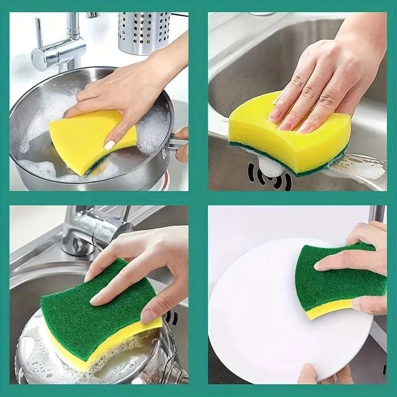 12pcs, Sponge Rub, Dishwashing Sponge Magic Scrubbing Dishware Artifact Brush Bowl Cleaning Absorbent Sponge Block Scouring Pad