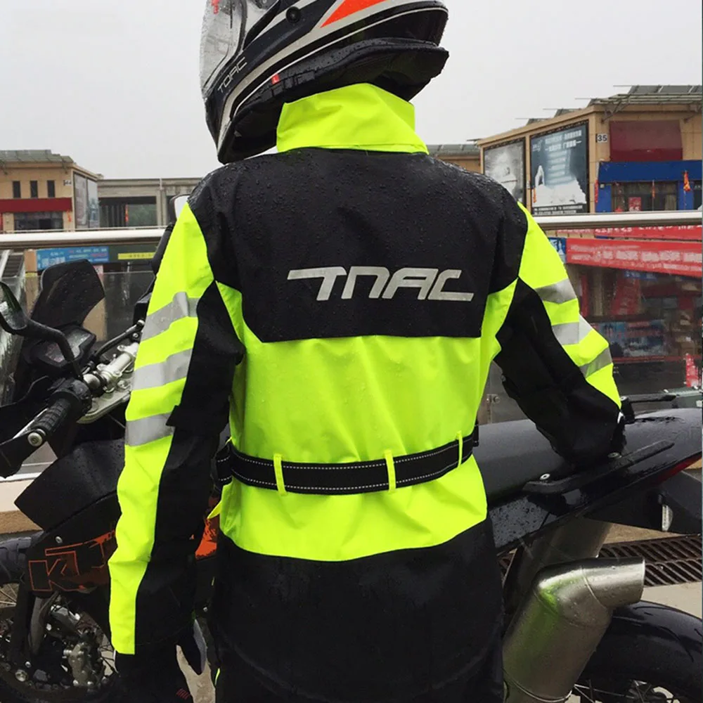 TNAC Waterproof Motorcycle Jacket Reflective Motorcycle Riding Raincoat Windproof Outdoor Cycling Split Raincoat Men And Women