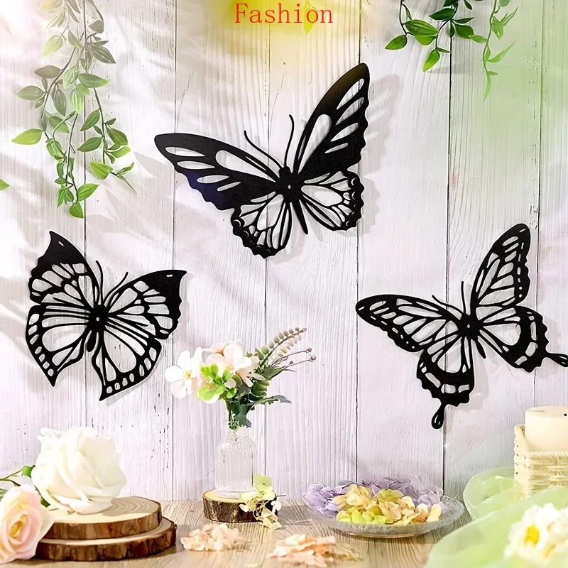 

3pcs Butterfly Metal Home Decor Black Dragonfly Hummingbird Butterfly Art Wall Hanging Decor Metal Wall Mounted Decoration wall