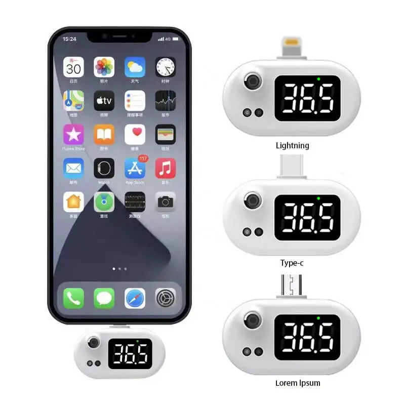 최신 USB 가제트 디지털 온도계, 야외 미니 휴대폰 온도계, 적외선 비접촉 휴대용 온도 계량기