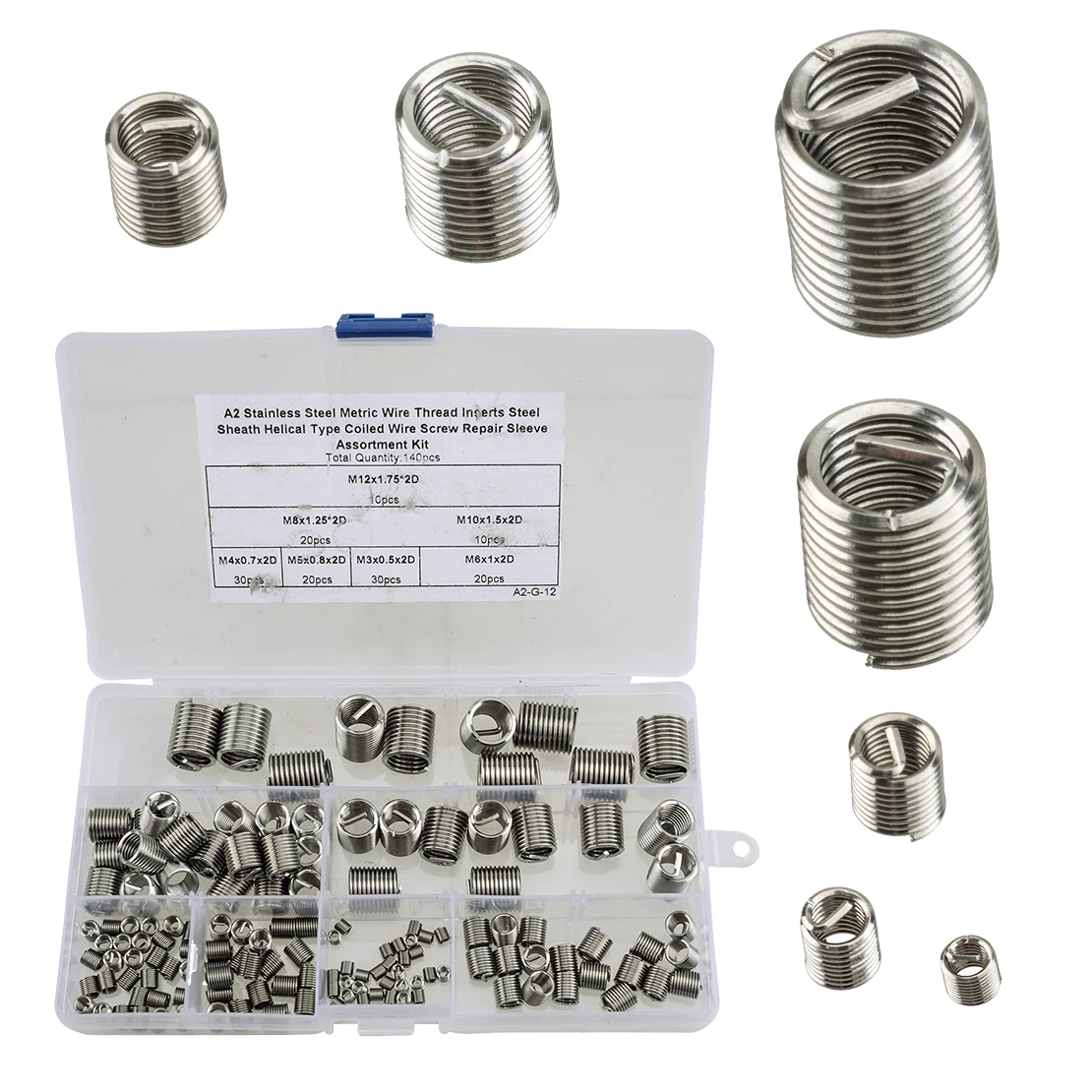 140Pcs Car Metric Wire Thread Insert Helicoil Screw Sleeve Kit For Hardware Repair M3 M4 M5 M6 M8 M10 M12 Universal