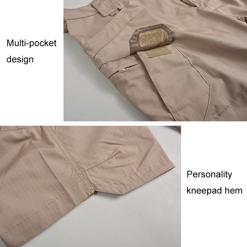 Hiking Shorts for Men Tactic Militari Pants Kneepad Hem Camping Hunting Fishing Wear Breathable Solid Color Trousers Black sport shorts,men sport pants