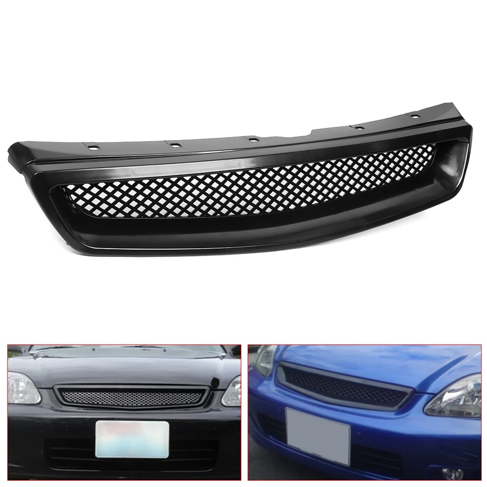 Griglia Cofano Anteriore Aramox In ABS Nero Per Civic 1999-2000 - Stile JDM Type R - Miglior Flusso Aria