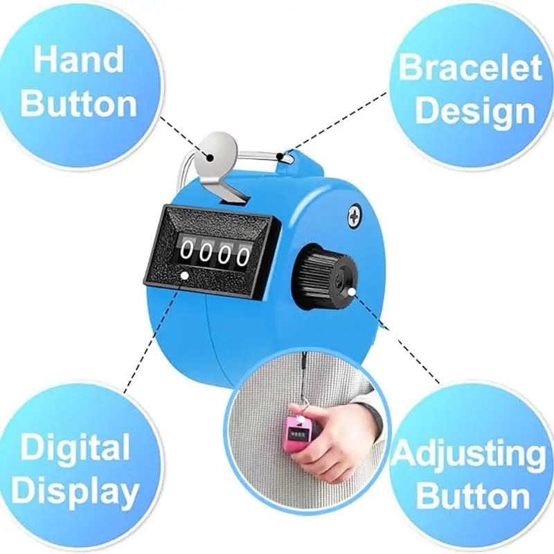 New 2/1PC 4 Digit Number Counters Plastic Shell Hand Finger Display Manual Counting Tally Clicker Timer Soccer Golf Counter Gift 3