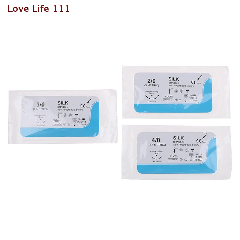 New 12PCS Dental Surgical Needle Silk Medical Thread Suture Surgical ...