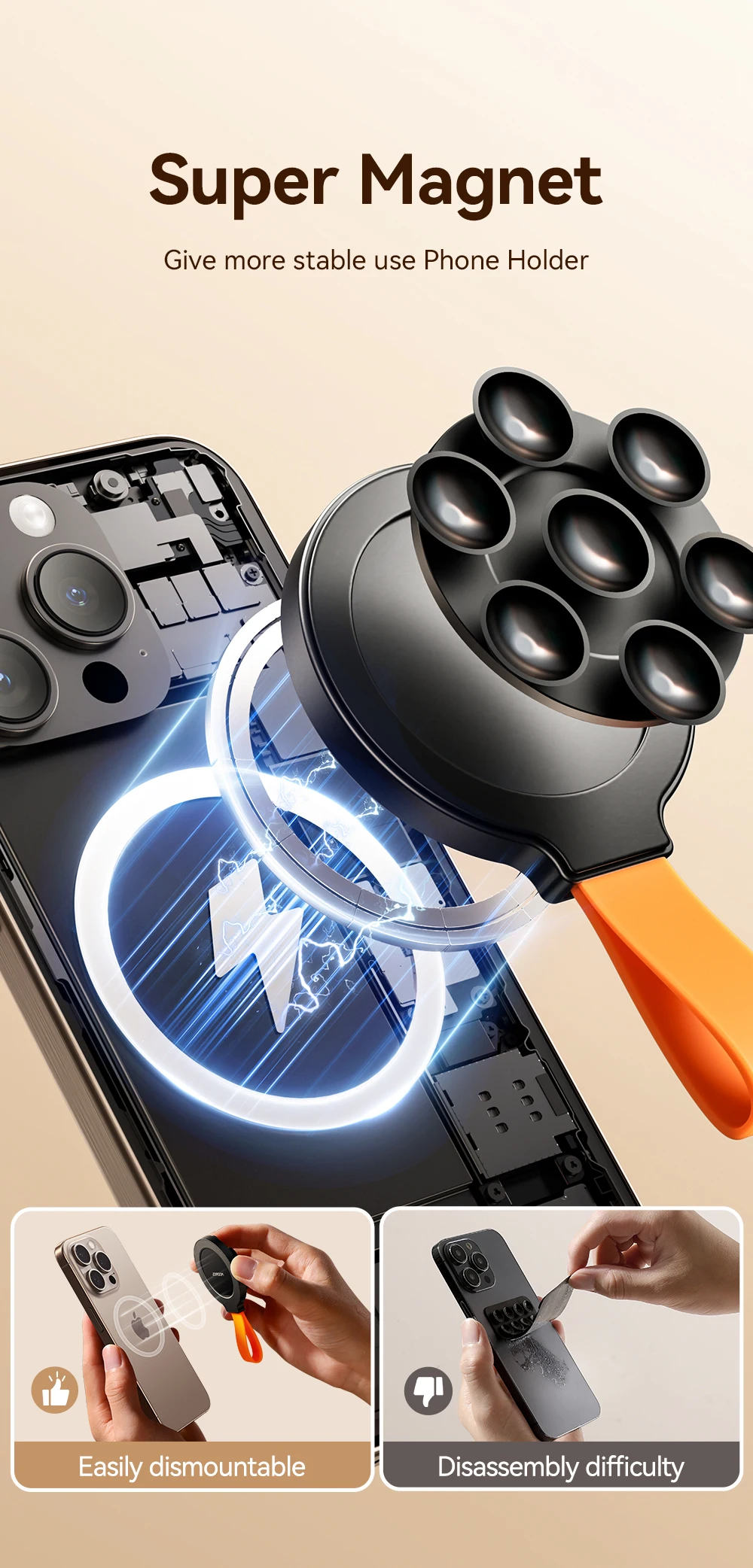 Joyroom Suction Cup Magnetic Phone Holder Universal Hands-Free Silicone Suction