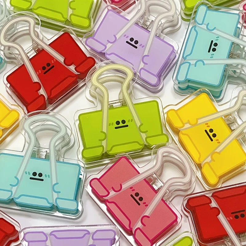 Binder Clips Paper Clips Metal Clamp Clips 4pcs Pack Multicolor Cute Face Acrylic Binder Clip Planner Clips Paper Clamp Office Decorative School Stationery
