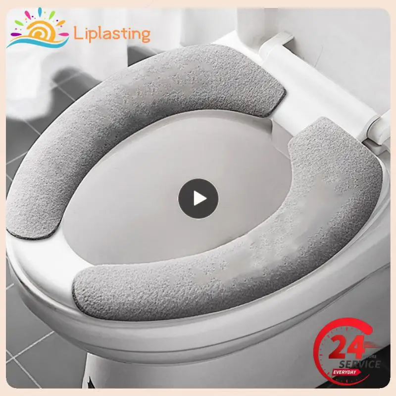 set Reusable Warm Flannel Toilet Sticker Toilet Seat Covers Washable Toilet Seat Filling Bathroom Mat Seat Cover Universal