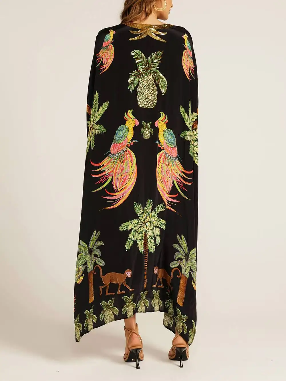 New Spring V-neck Vestidos A-line Dress Fashion Animal Pattern Printed Loose Dress Retro Women's Dress Vetement Femme