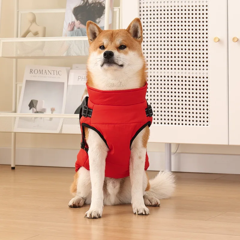 

Pet Clothing for Autumn and Winter Warmth Dog Cotton Jacket with Added Velvet and Thick Reflective Straps Pet Products